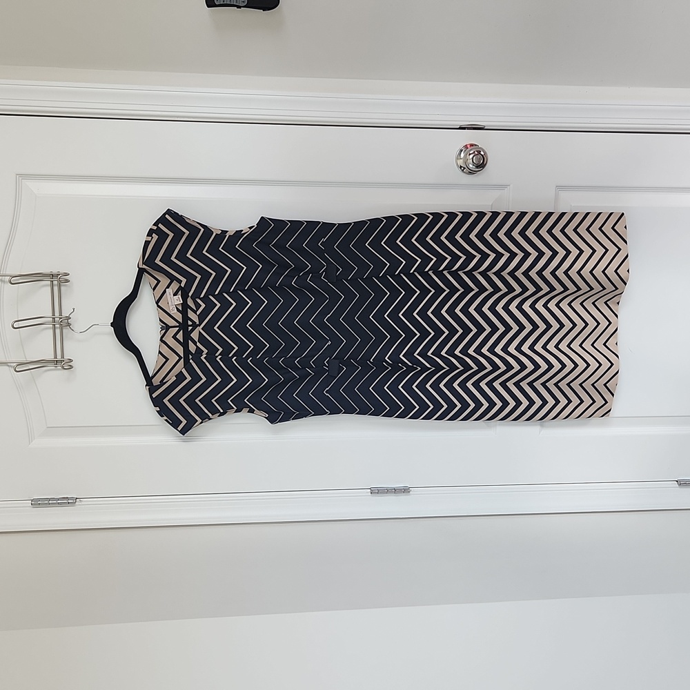 Dress Barn Zig Zag Sheath Dress Navy and Tan